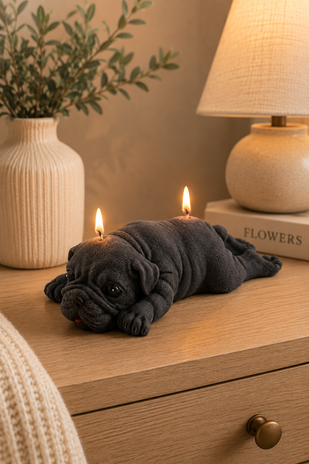 Lying Bulldog Candle