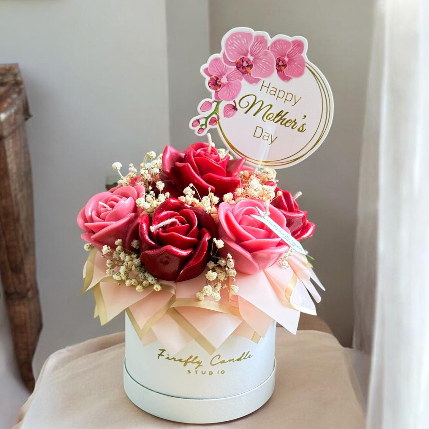 Mother's Day Rose Candle Bouquet with Topper