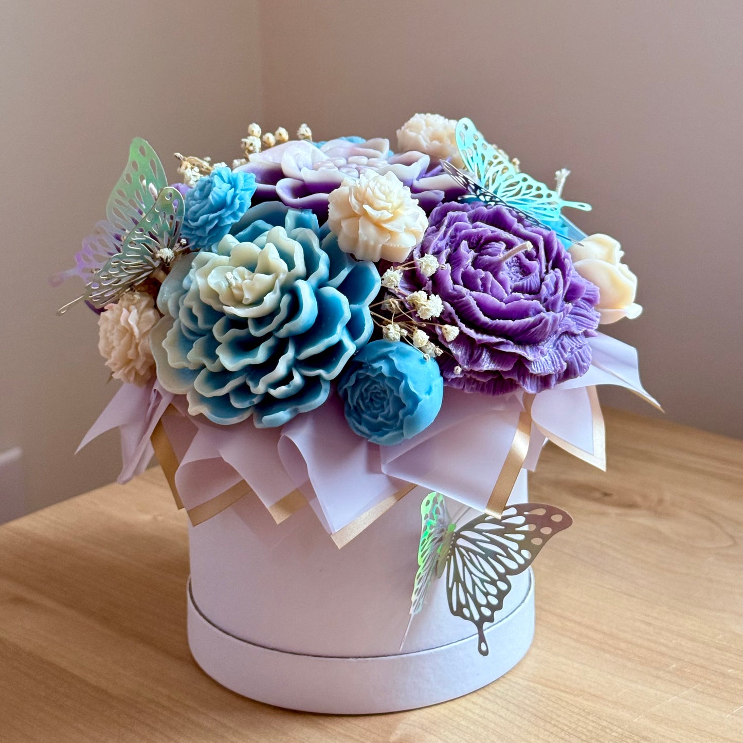 Butterfly Candle flower bouquet, scented soy Candles by Firefly Candle Studios .