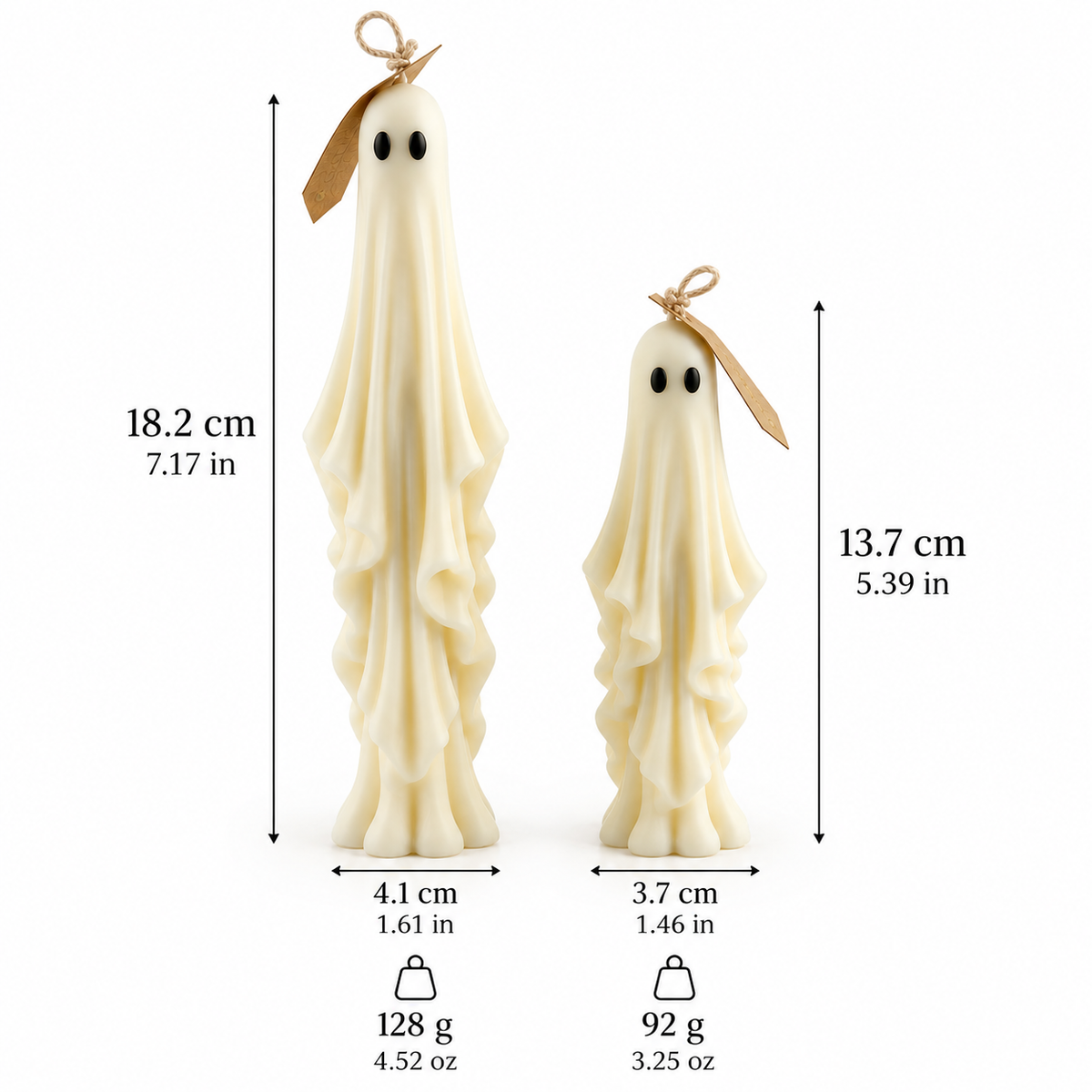Ghost Taper Candles Set of 2 – Halloween Candle Set- Unscented