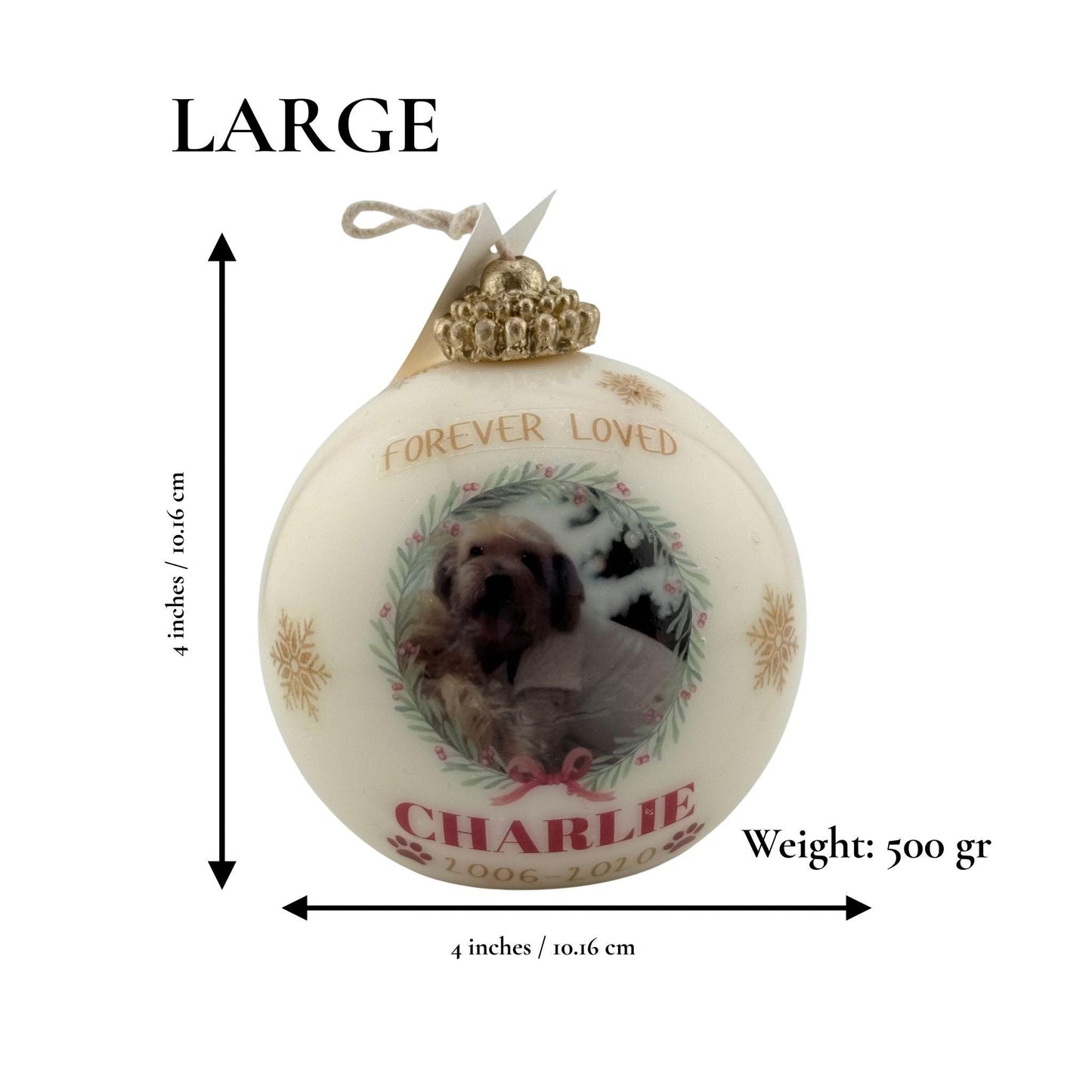 Custom Memorial Pet Ornament Ball Candle