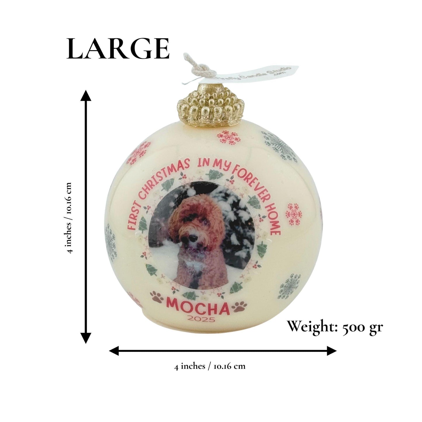Custom Pets First Christmas Ornament Ball Candle