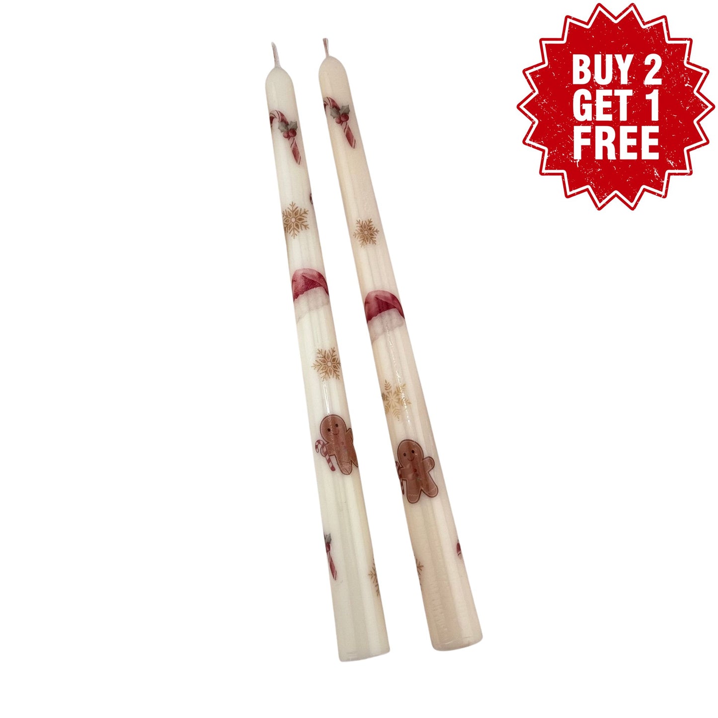 Christmas Taper Candle- Printed Holiday stick Candles