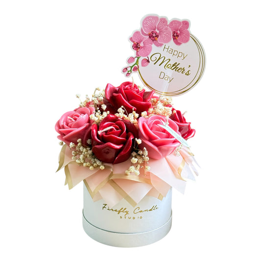 Mother’s Day roses candle bouquet with Topper