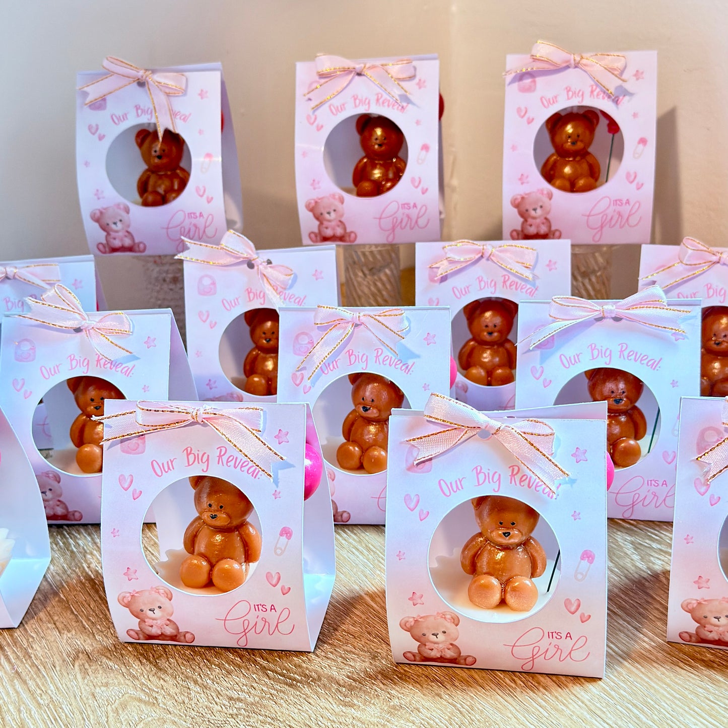 Custom Gender Reveal Teddy Bear Candle | Baby Shower Guest Favors