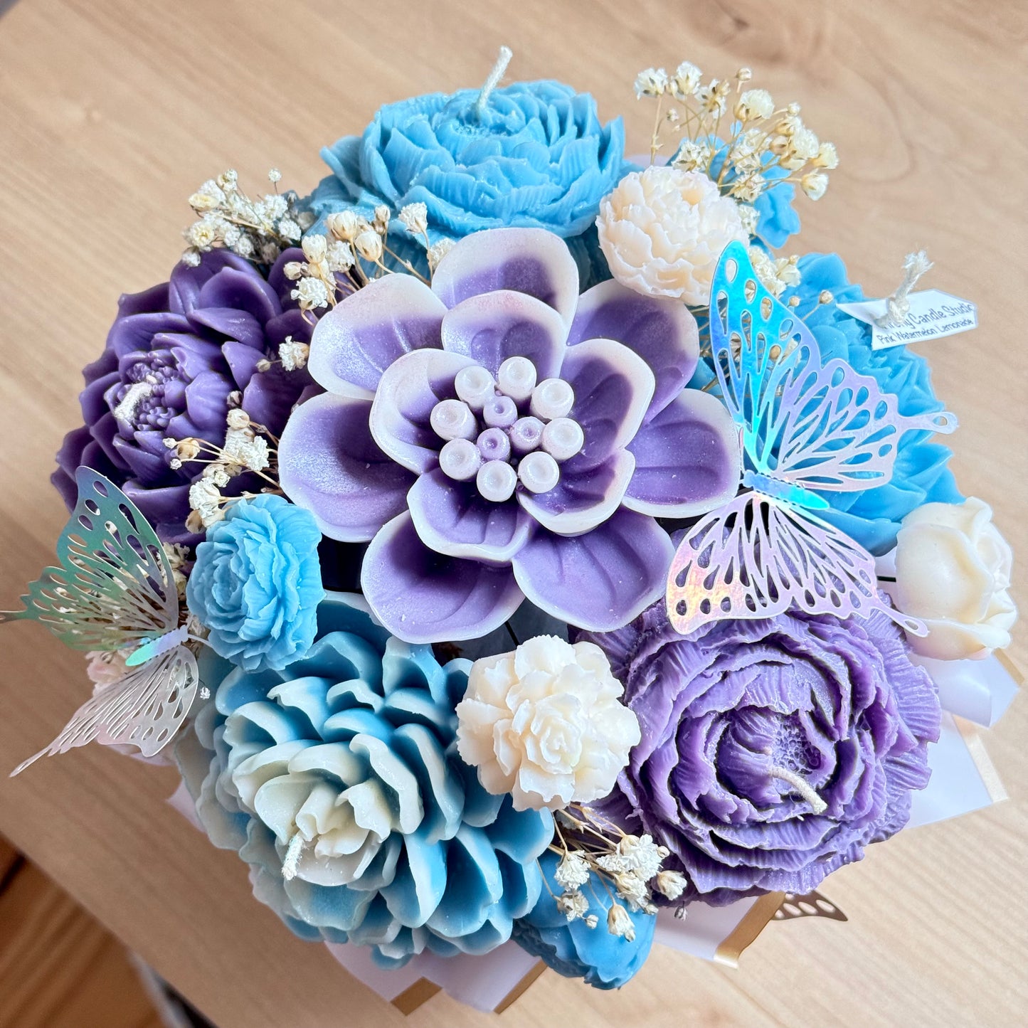 Butterfly Candle flower bouquet, scented soy Candles by Firefly Candle Studios .