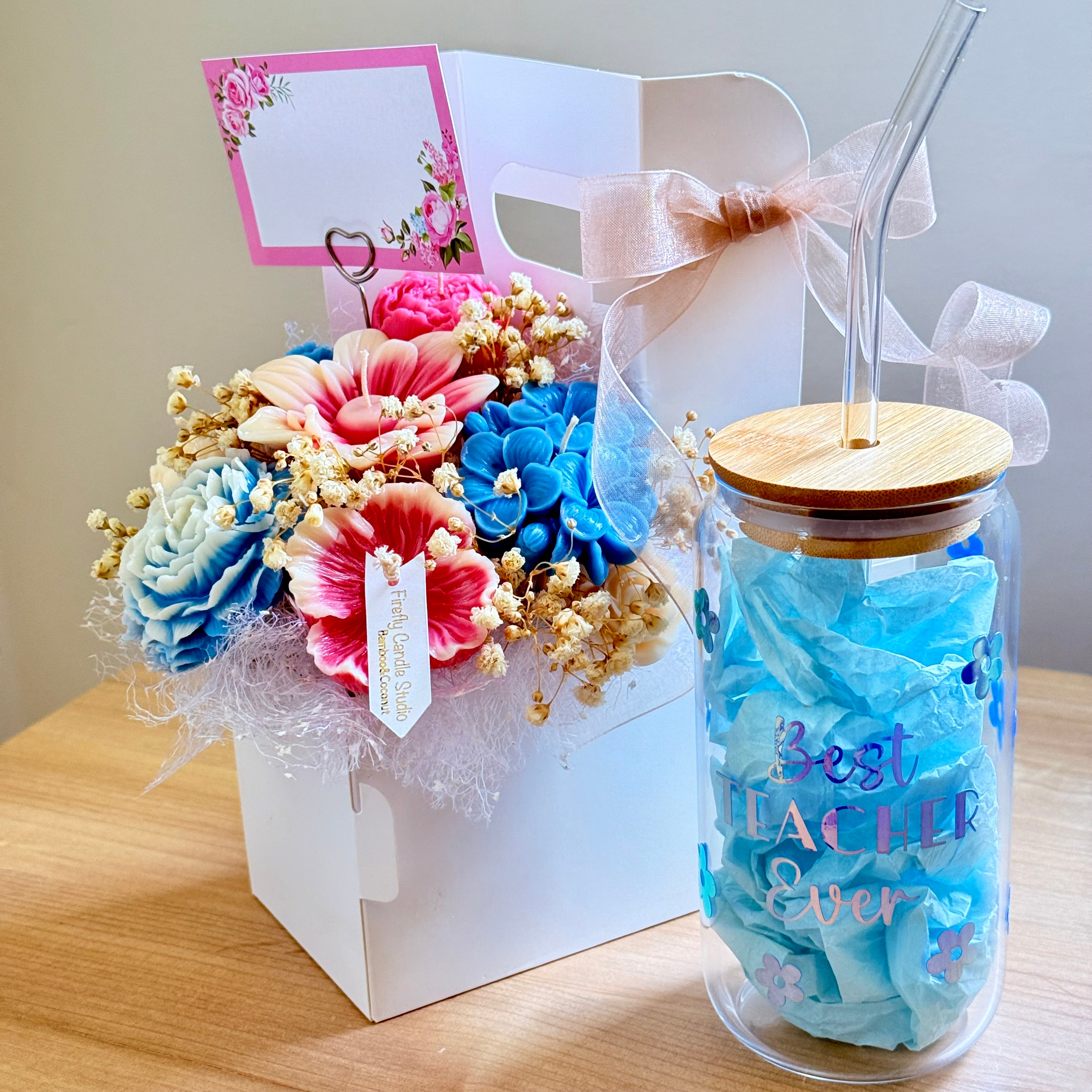 Teacher Appreciation Gift Set | Custom Coffee Cup + Scented Candle