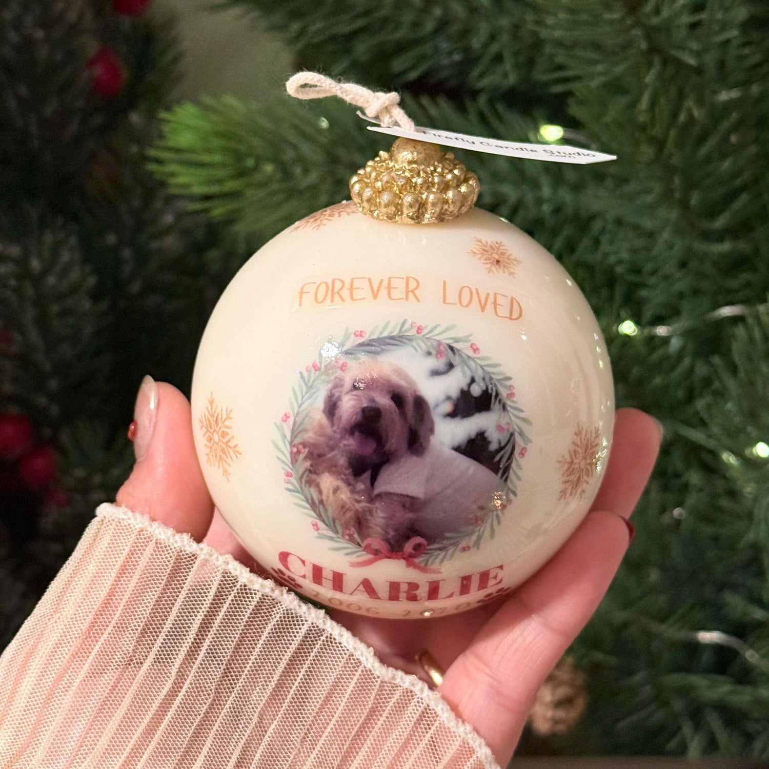 Custom Memorial Pet Ornament Ball Candle