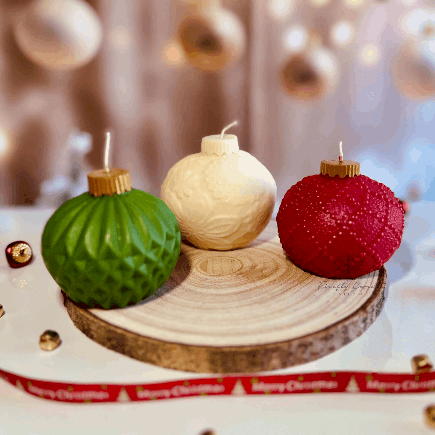 Christmas Ornament Ball Candles - Firefly Candle Studio