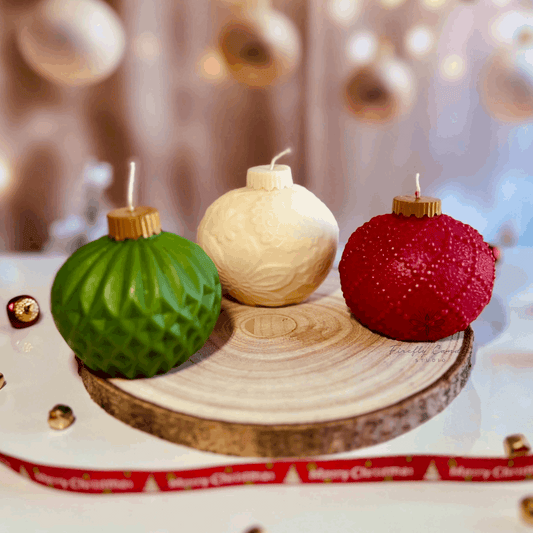 Christmas Ornament Ball Candles - Firefly Candle Studio