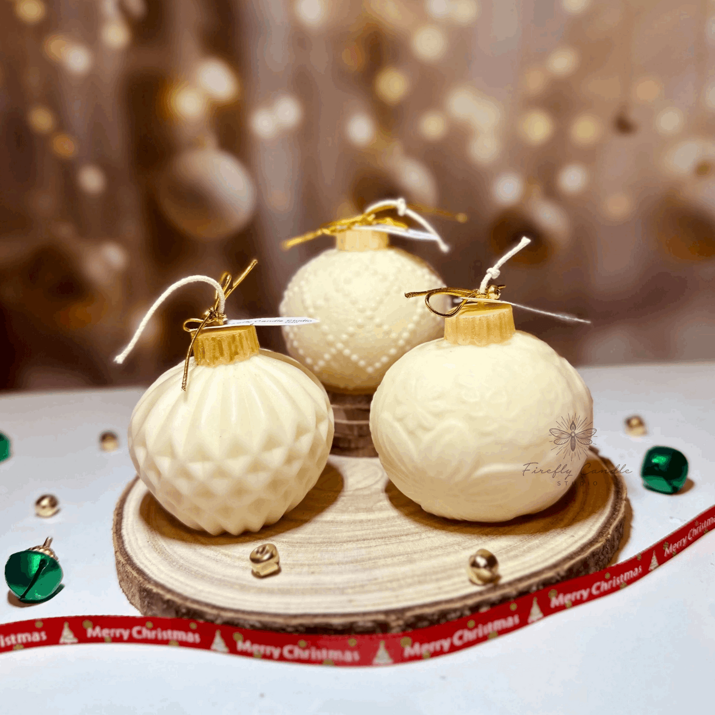 Christmas Ornament Ball Candles - Firefly Candle Studio