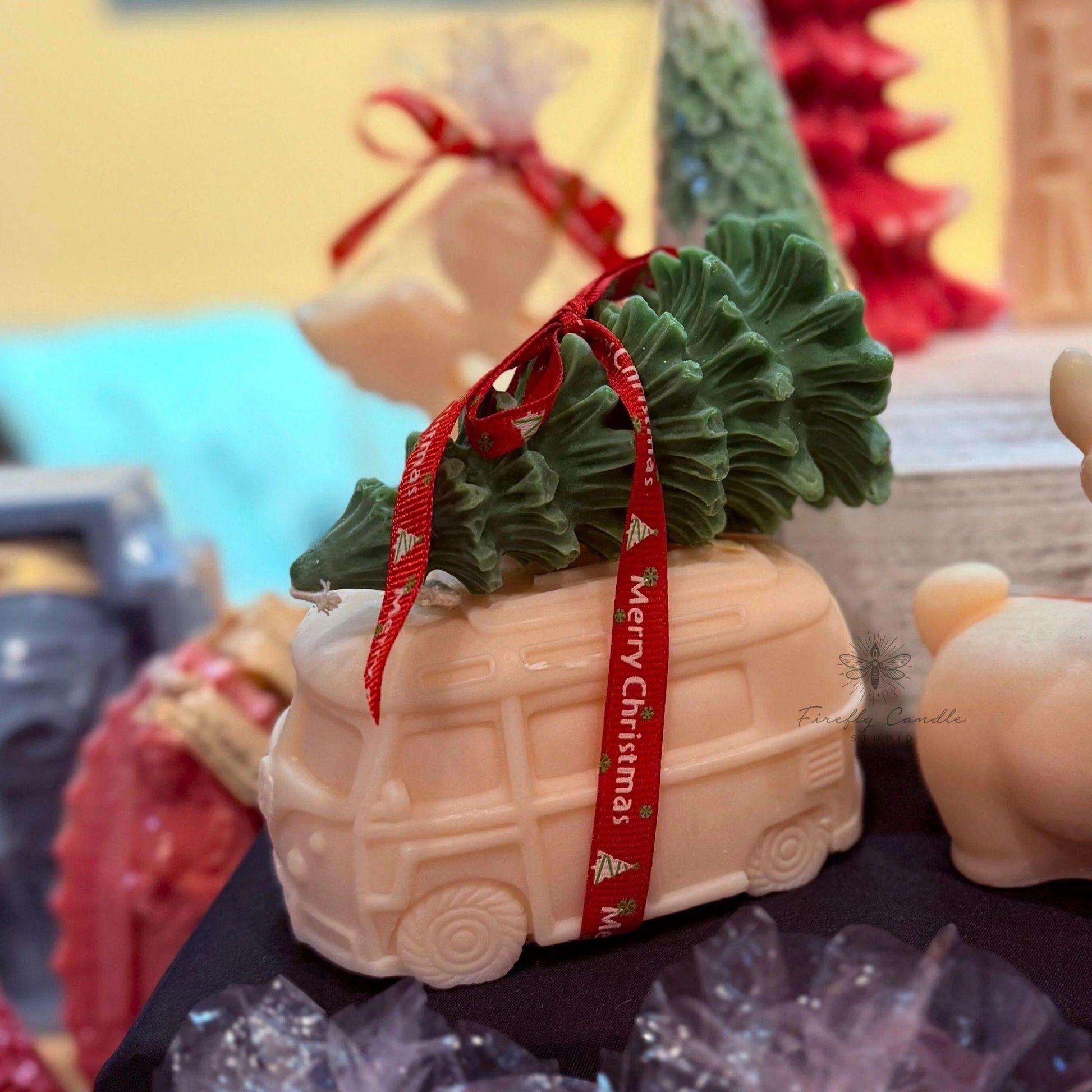 Christmas Tree on Camper Van Candle - Firefly Candle Studio