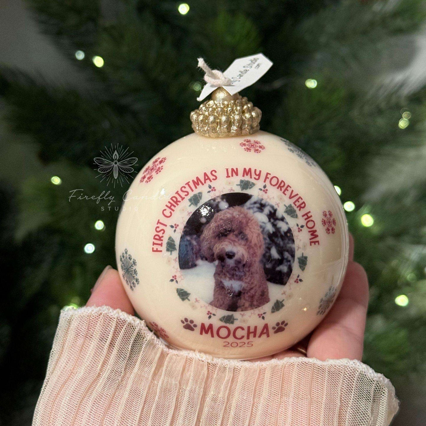 Custom Pets First Christmas Ornament Ball Candle