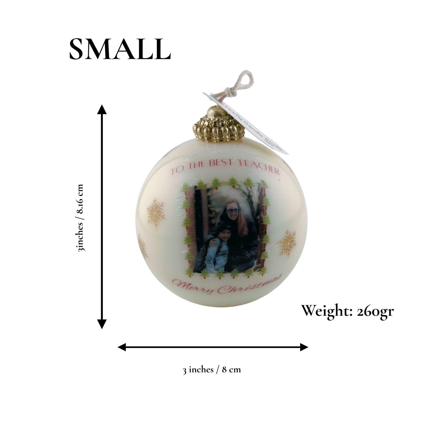 Custom Best Teacher Ornament Ball Candle