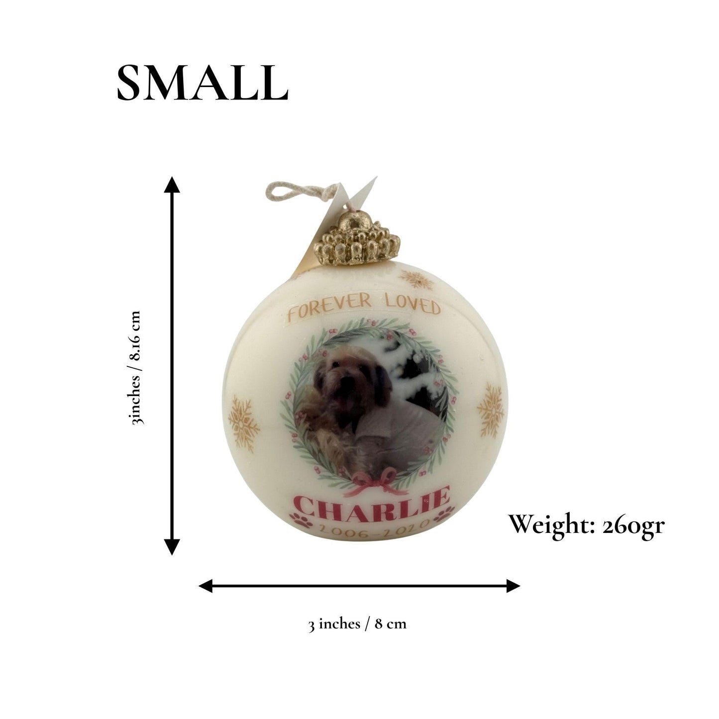 Custom Memorial Pet Ornament Ball Candle