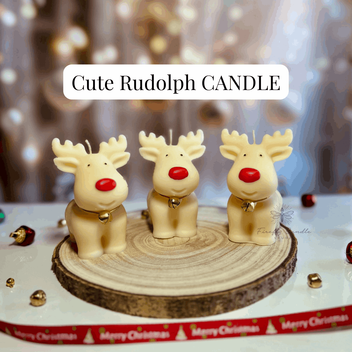 Cute Rudolph /Reindeer Candle - Firefly Candle Studio
