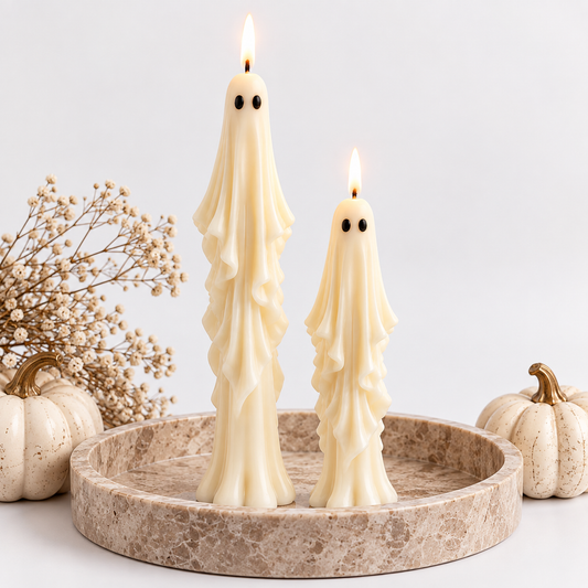 Ghost Taper Candles Set of 2 – Halloween Candle Set- Unscented