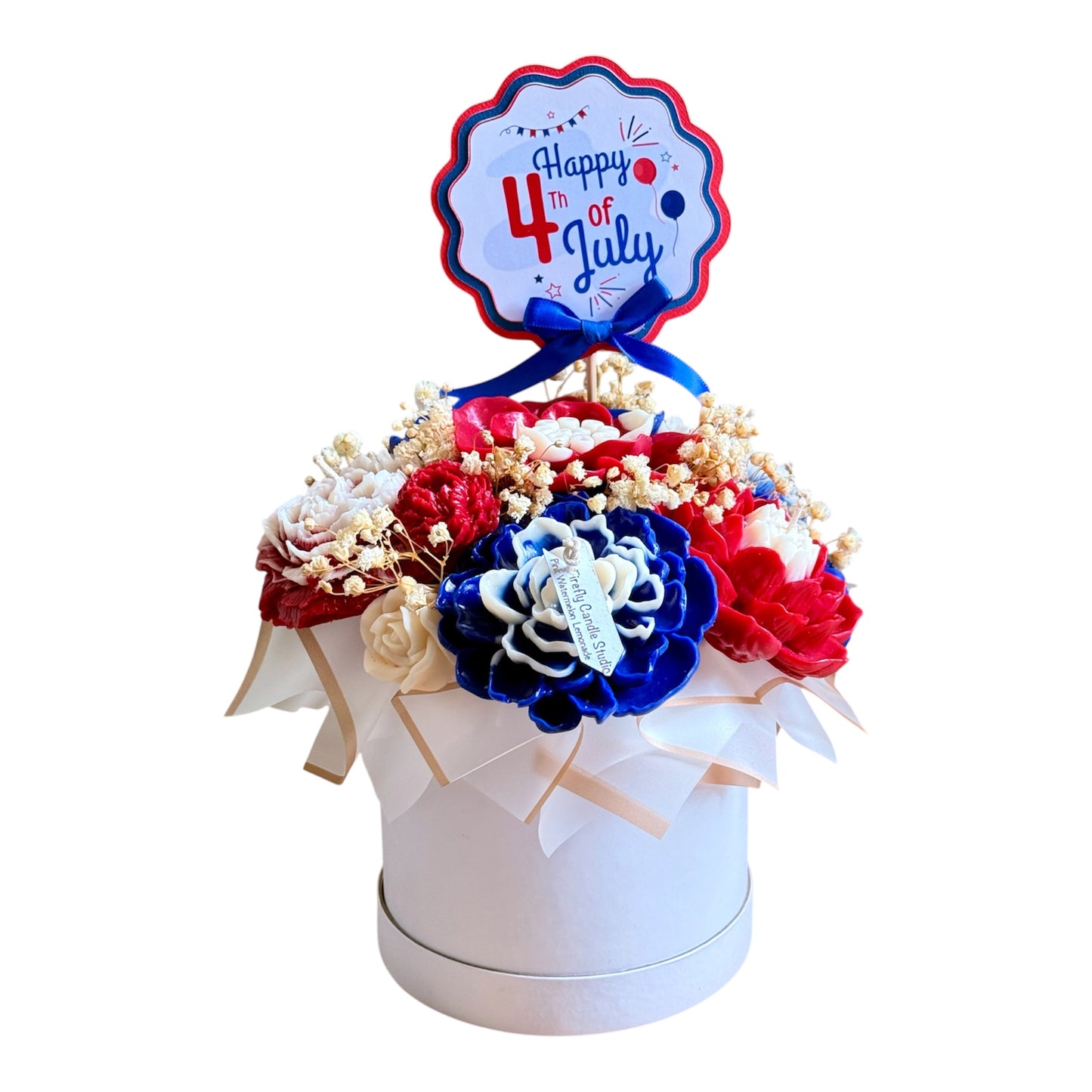 Fourth of July Candle Bouquet | Red, White & Blue Handmade Soy Candle Flowers