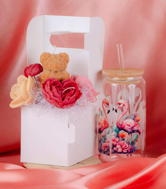 Candle flowers coffee tray