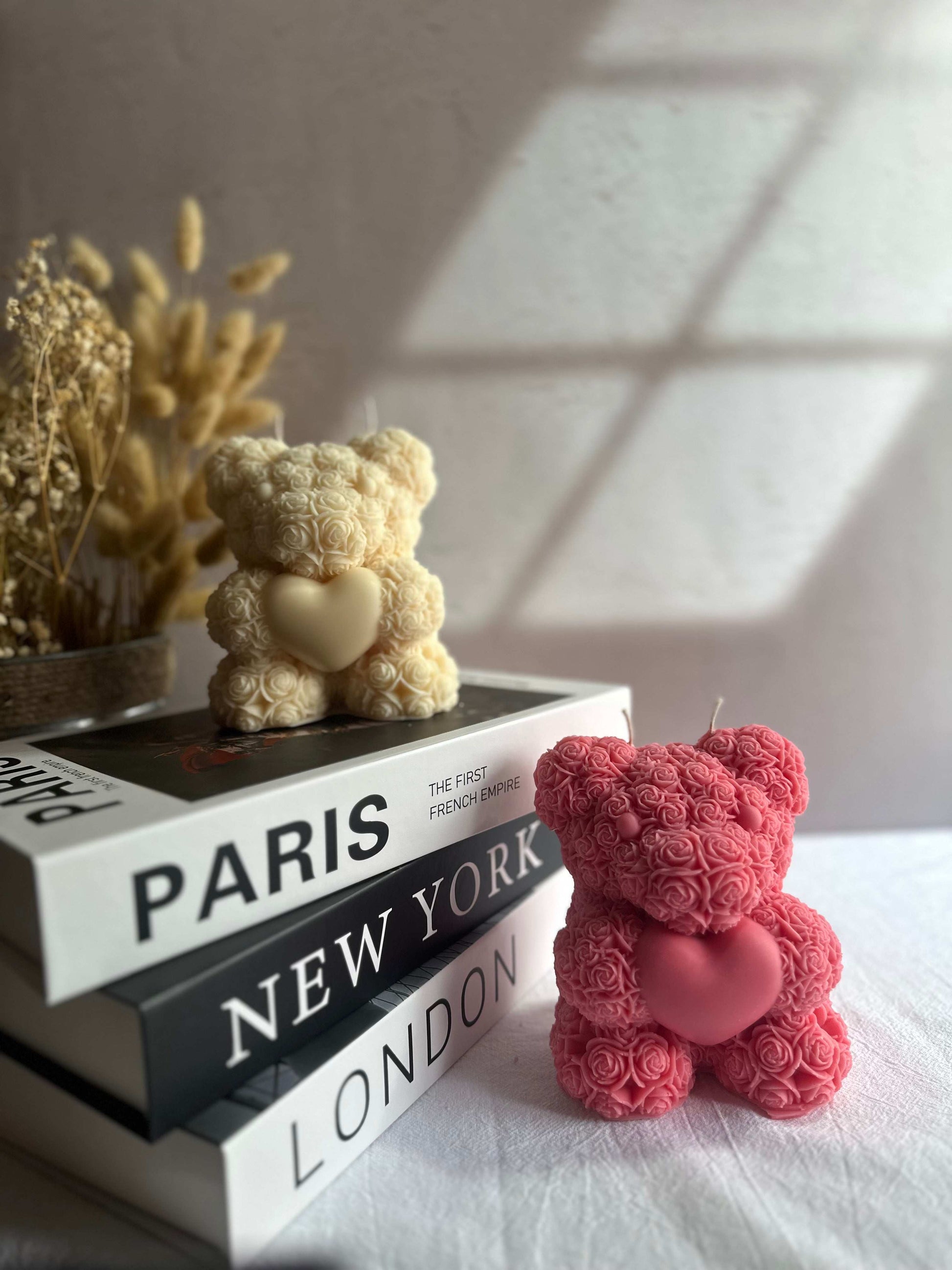Rose Teddy Bear Candle (SMALL)