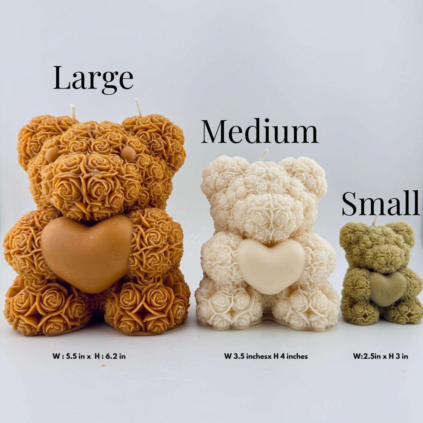 Rose Teddy Bear Candle (SMALL,MEDIUM,LARGE)