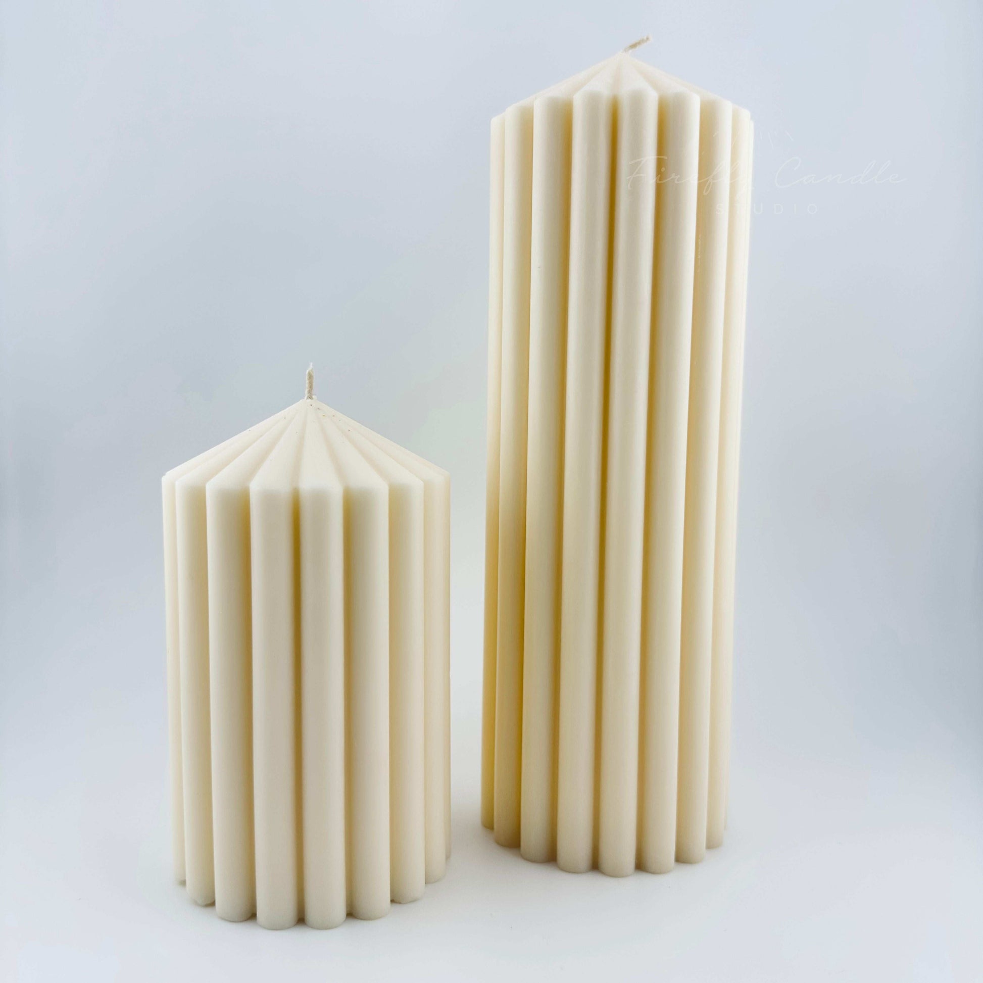 Ribbed Pillar Candle set