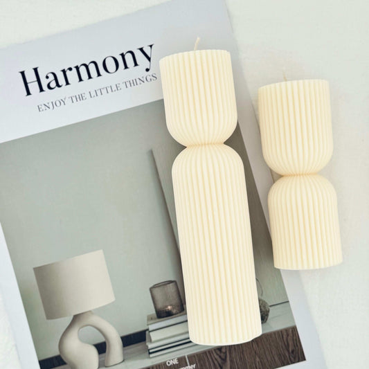 Ribbed Hourglass Candle Set