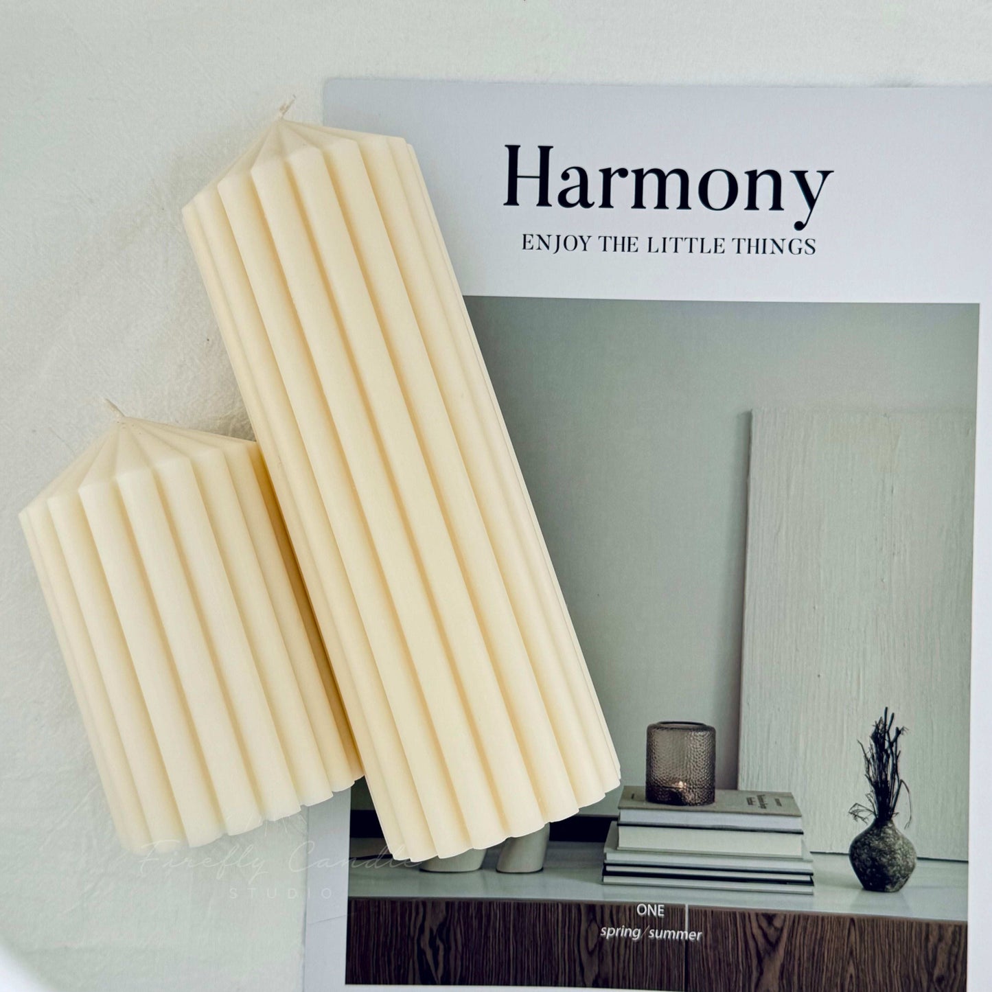 Ribbed Pillar Candle set