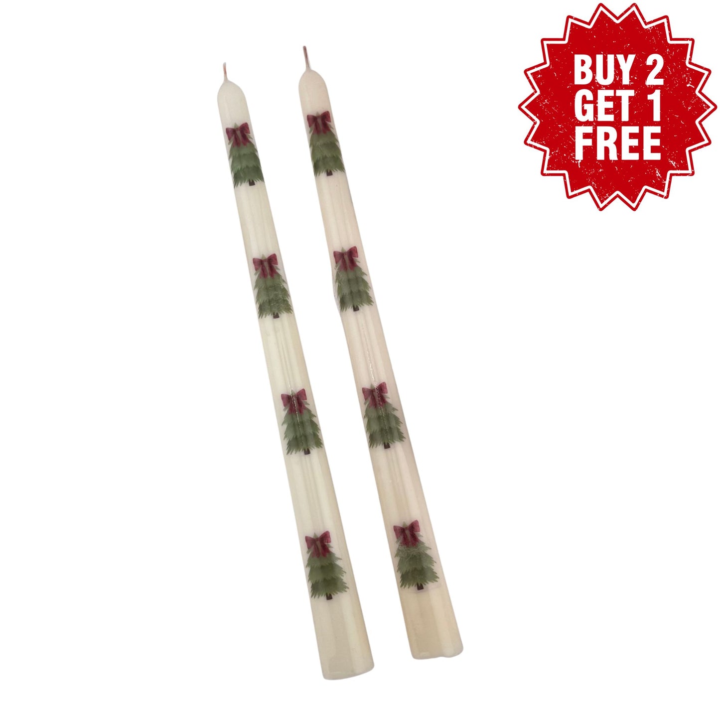 Christmas Taper Candle- Printed Holiday stick Candles